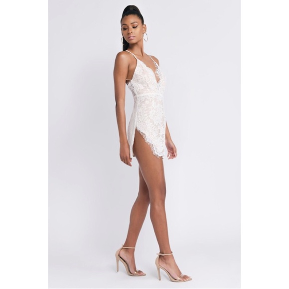 Tobi Large Lace Mini Dress White Side Eye Bodycon - Picture 2 of 11